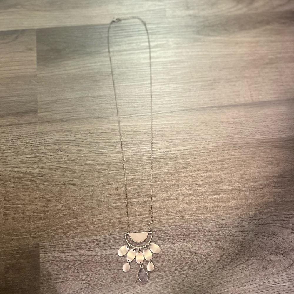 Elegant Gold and Mosiac Style Dangling Necklace